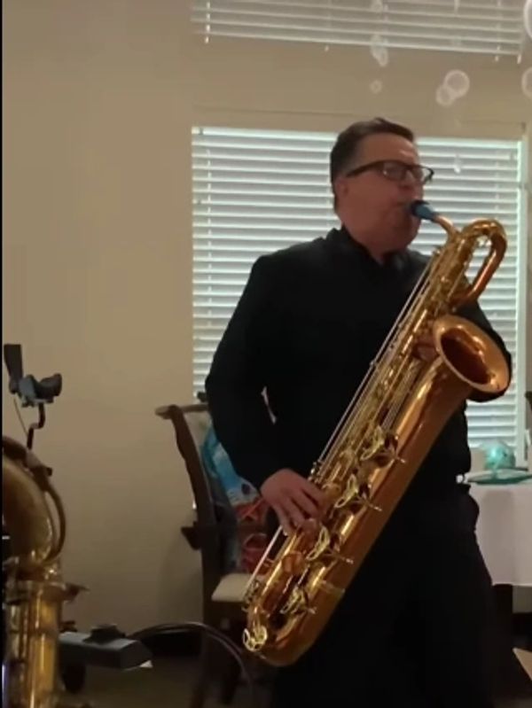 Jack Skorija playing saxophone